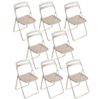 Modern collapsible open back side chair made of plastic and acrylic, ideal for kitchen and dining areas