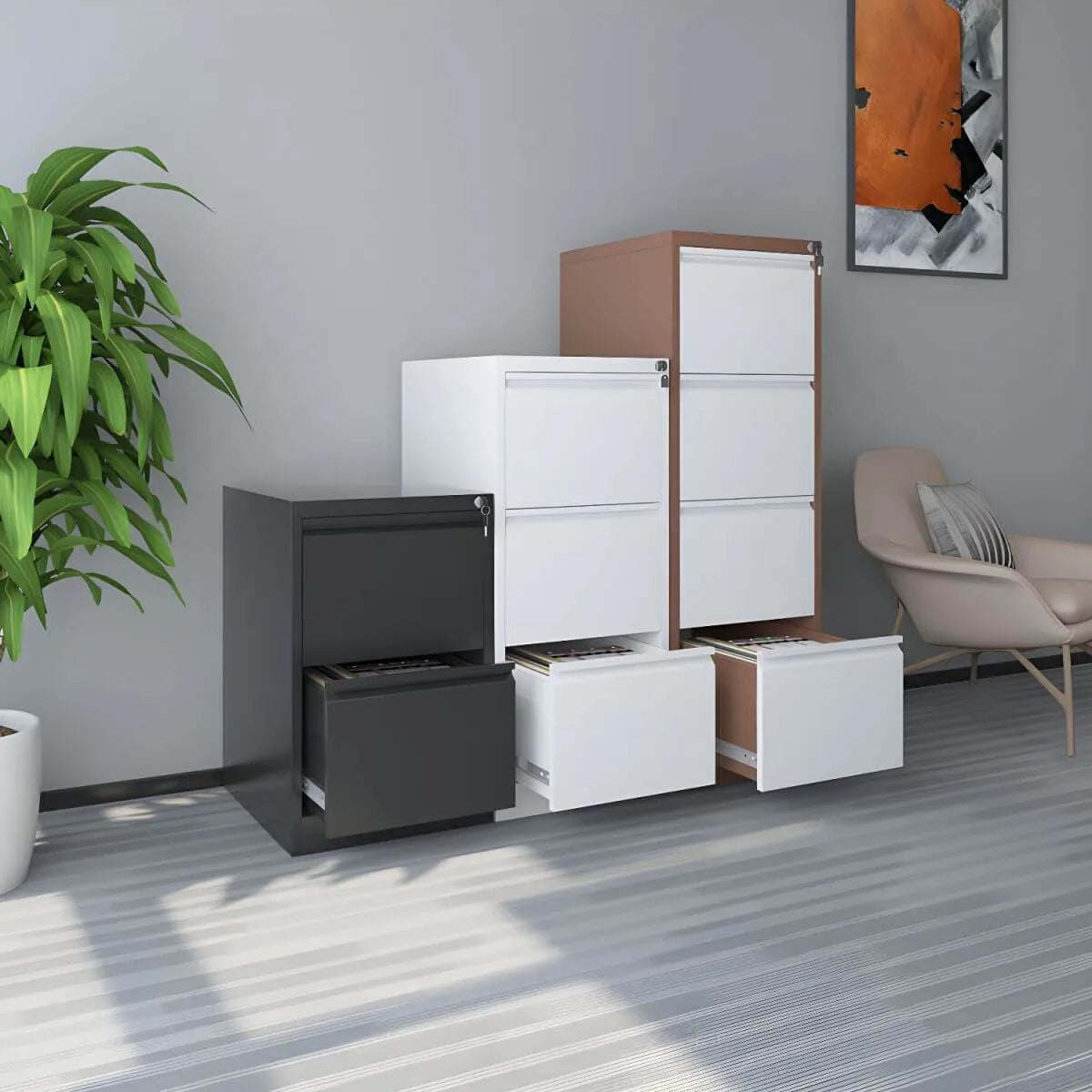 Fire-Resistant Metal File Cabinet With Lockable Vertical Storage Main Product Image