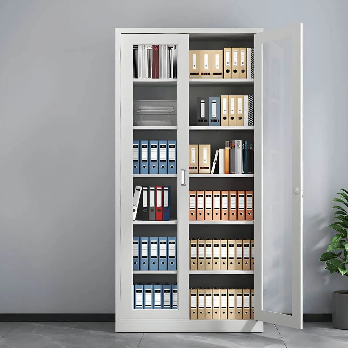 Fireproof Steel Storage Cabinet Series With Glass Doors and Lock