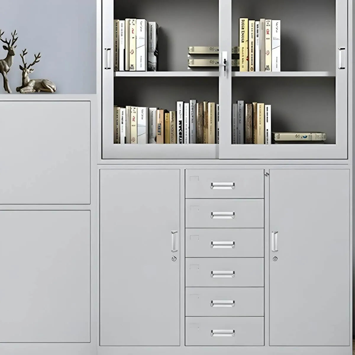 Fireproof Steel Storage Cabinet Series With Glass Doors and Lock