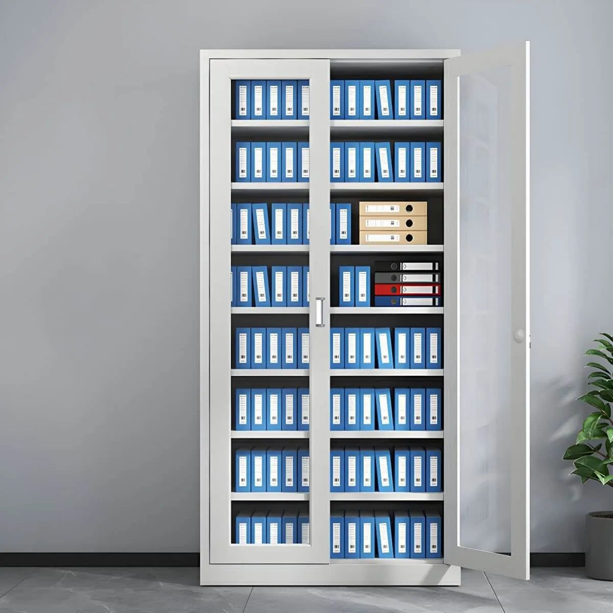 Fireproof Steel Storage Cabinet Series With Glass Doors and Lock
