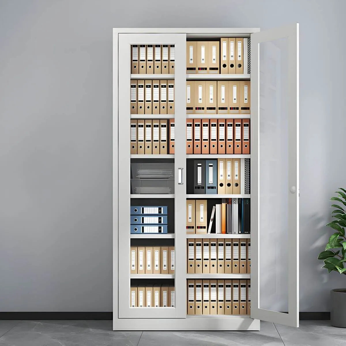 Fireproof Steel Storage Cabinet Series With Glass Doors and Lock