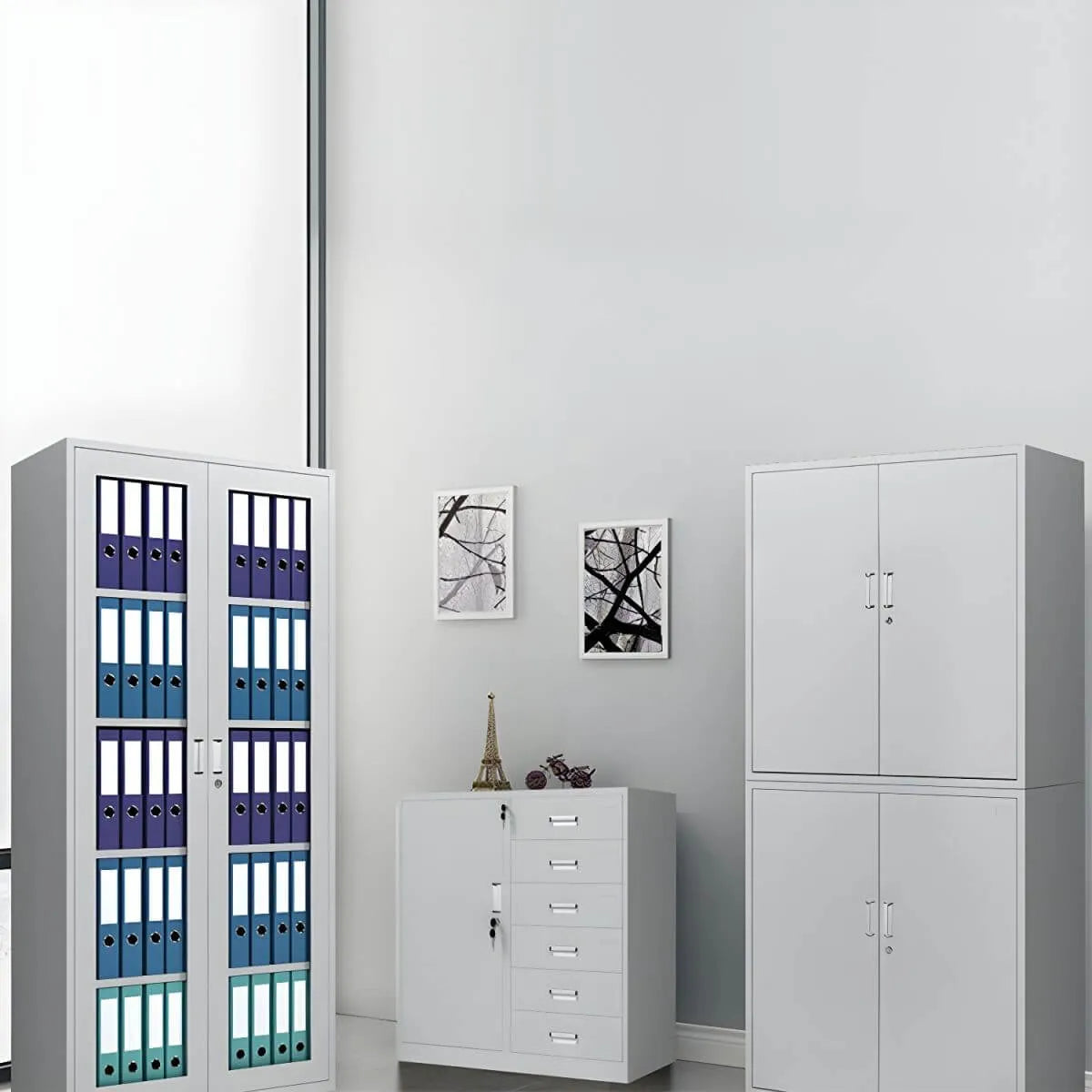 Fireproof Steel Storage Cabinet Series With Glass Doors and Lock Secondary image