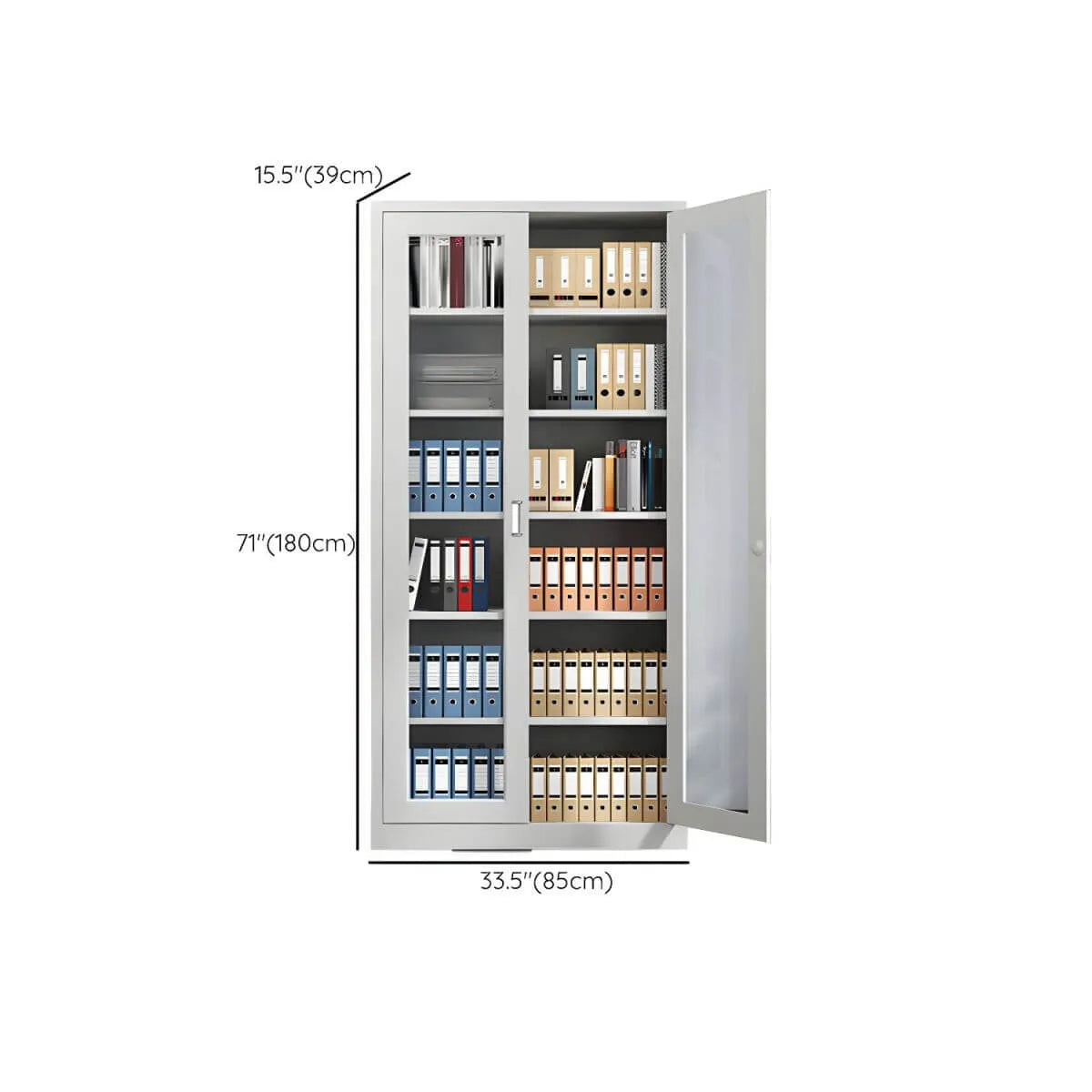 Fireproof Steel Storage Cabinet Series With Glass Doors and Lock Dimensions