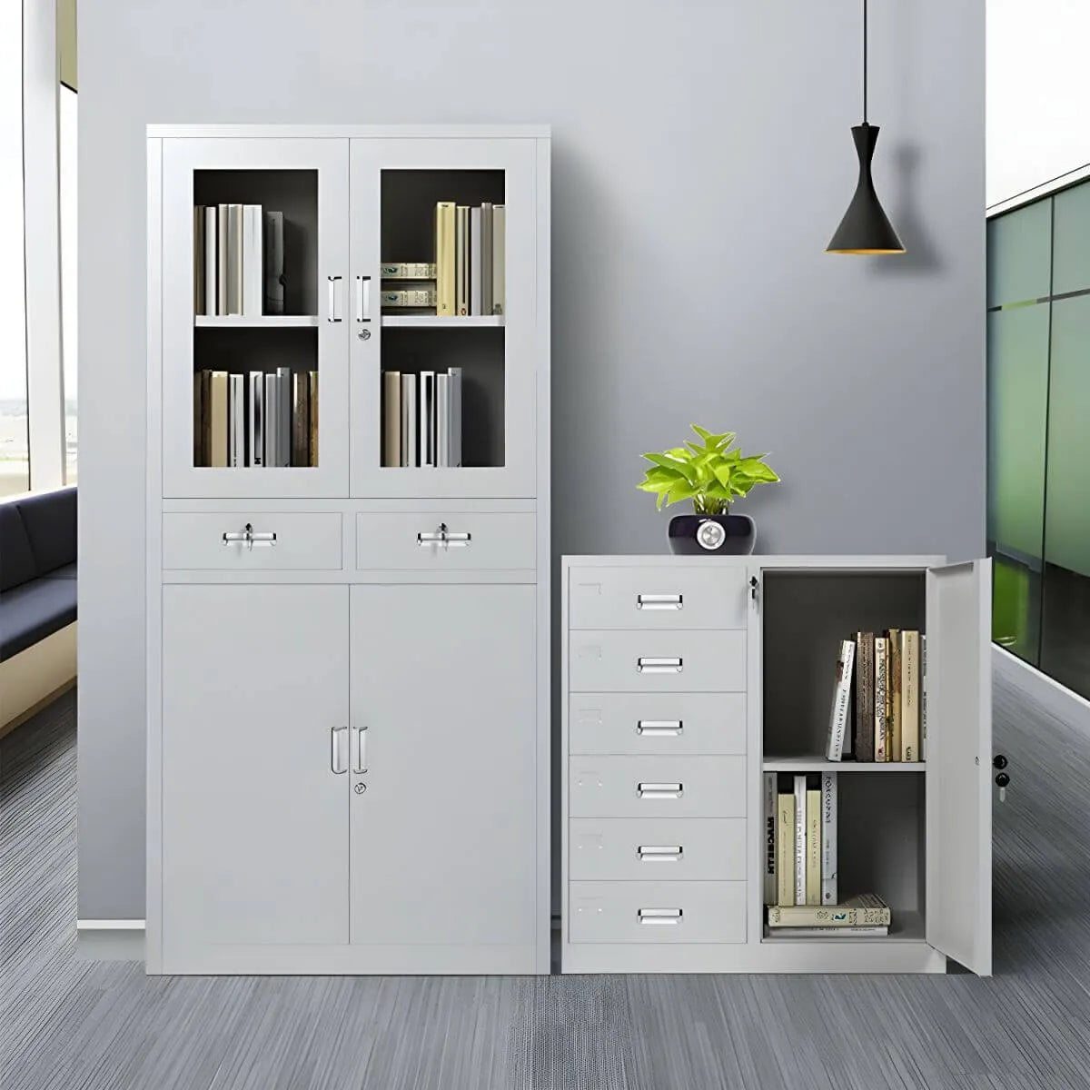 Fireproof Steel Storage Cabinet Series With Glass Doors and Lock Main Product Image Main image