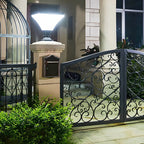 Flared Solar Post Lantern – Minimalist Metal Outdoor Table Lamp with Remote-Controlled Dual Light