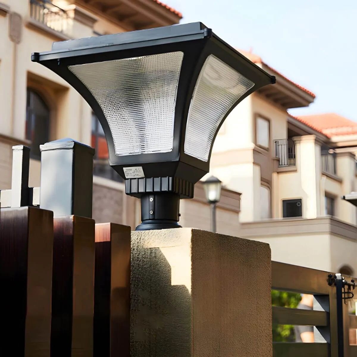 Flared Solar Post Lantern – Minimalist Metal Outdoor Table Lamp with Remote-Controlled Dual Light