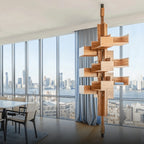 Floor-to-Ceiling Albero Wood Rotating Bookshelf, Sculptural Open Display