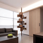 Floor-to-Ceiling Albero Wood Rotating Bookshelf, Sculptural Open Display