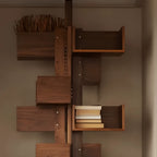 Floor-to-Ceiling Albero Wood Rotating Bookshelf, Sculptural Open Display