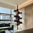 Floor-to-Ceiling Albero Wood Rotating Bookshelf, Sculptural Open Display