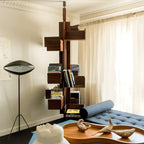 Floor-to-Ceiling Albero Wood Rotating Bookshelf, Sculptural Open Display
