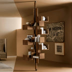Floor-to-Ceiling Albero Wood Rotating Bookshelf, Sculptural Open Display