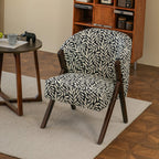 Floral Accent Chair With Curved Back and Dark Wood Frame Series