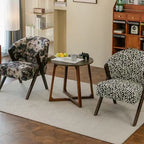 Floral Accent Chair With Curved Back and Dark Wood Frame Series