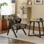 Floral Accent Chair With Curved Back and Dark Wood Frame Series
