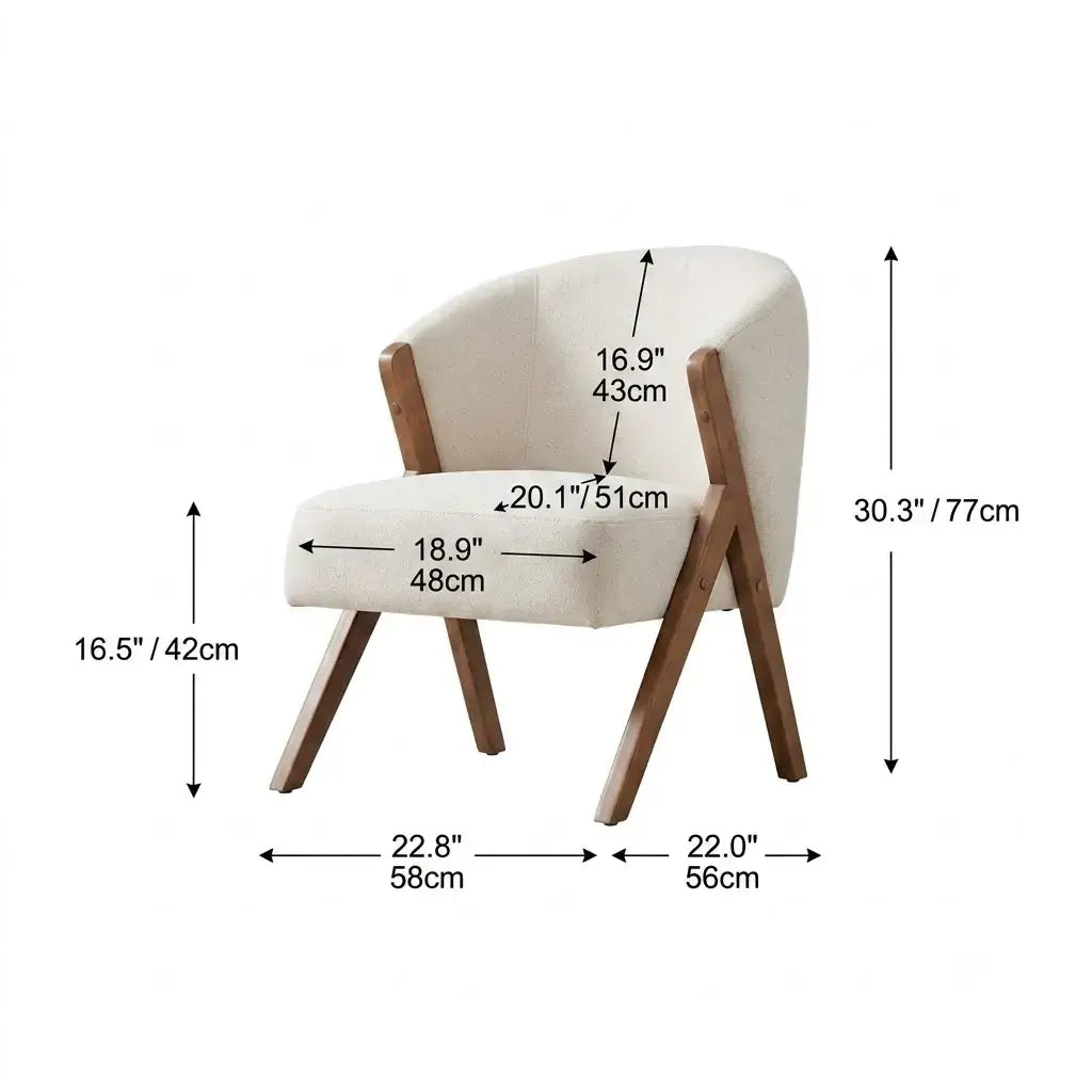 Floral Accent Chair With Curved Back and Dark Wood Frame Series Dimensions