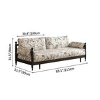 Floral Sofa Bed in Dark Walnut Ash Wood, Vintage Slim Frame Series