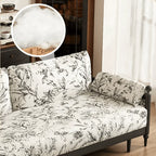 Floral Sofa Bed in Dark Walnut Ash Wood, Vintage Slim Frame Series