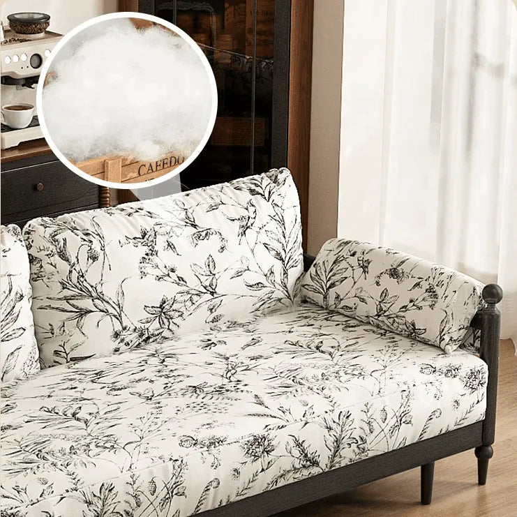 Floral Sofa Bed in Dark Walnut Ash Wood, Vintage Slim Frame Series