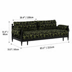 Floral Sofa Bed in Dark Walnut Ash Wood, Vintage Slim Frame Series