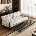 Floral Sofa Bed in Dark Walnut Ash Wood, Vintage Slim Frame Series Main Product Image