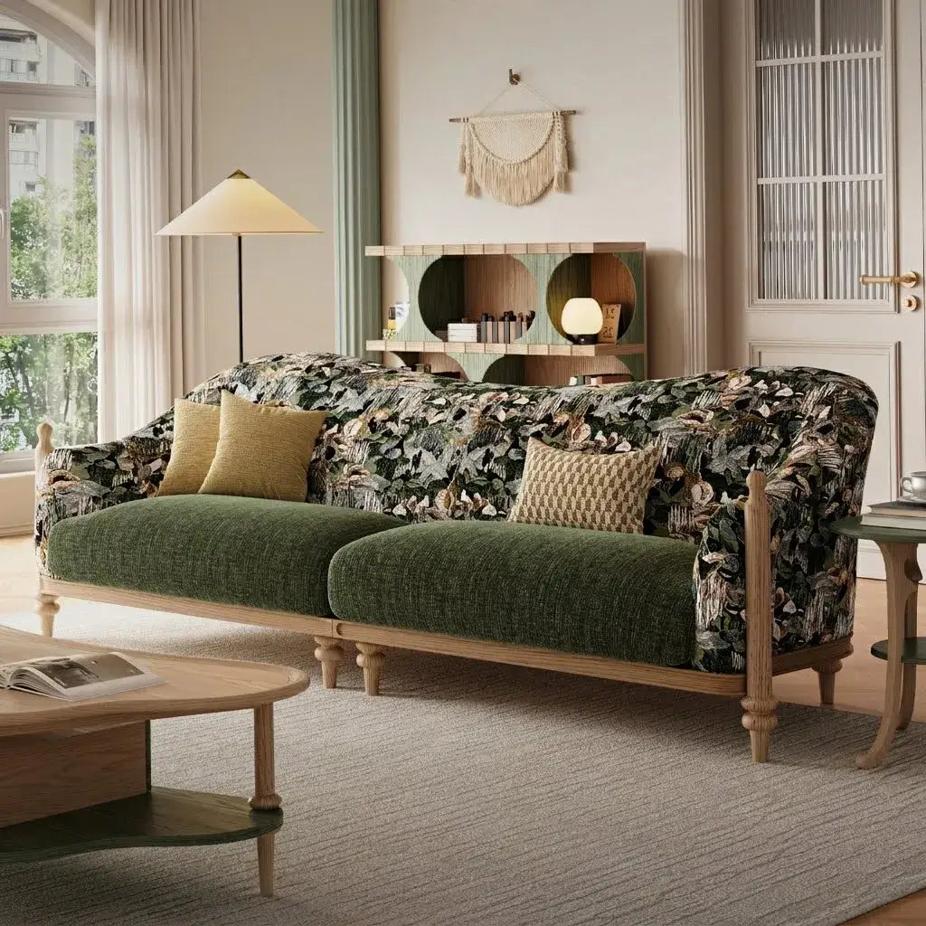 Floral Sofa With Ash Wood Frame, French Vintage Lounge Silhouette Secondary image