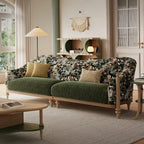 Floral Sofa With Ash Wood Frame, French Vintage Lounge Silhouette