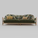 Floral Sofa With Ash Wood Frame, French Vintage Lounge Silhouette