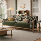 Floral Sofa With Ash Wood Frame, French Vintage Lounge Silhouette