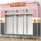 Floral Steel Sliding Door Wardrobe Armoire With Shelves And Rod