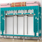 Floral Steel Sliding Door Wardrobe Armoire With Shelves And Rod