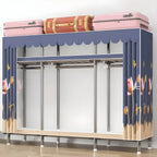 Floral Steel Sliding Door Wardrobe Armoire With Shelves And Rod