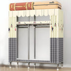 Floral Steel Sliding Door Wardrobe Armoire With Shelves And Rod