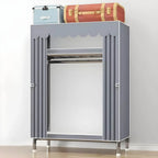 Floral Steel Sliding Door Wardrobe Armoire With Shelves And Rod