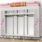 Floral Steel Sliding Door Wardrobe Armoire With Shelves And Rod