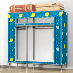 Floral Steel Sliding Door Wardrobe Armoire With Shelves And Rod