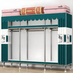 Floral Steel Sliding Door Wardrobe Armoire With Shelves And Rod