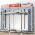 Floral Steel Sliding Door Wardrobe Armoire With Shelves And Rod