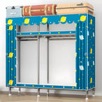 Floral Steel Sliding Door Wardrobe Armoire With Shelves And Rod