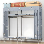 Floral Steel Sliding Door Wardrobe Armoire With Shelves And Rod
