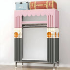 Floral Steel Sliding Door Wardrobe Armoire With Shelves And Rod