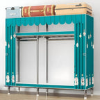 Floral Steel Sliding Door Wardrobe Armoire With Shelves And Rod
