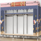 Floral Steel Sliding Door Wardrobe Armoire With Shelves And Rod