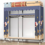 Floral Steel Sliding Door Wardrobe Armoire With Shelves And Rod