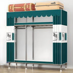 Floral Steel Sliding Door Wardrobe Armoire With Shelves And Rod
