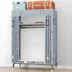 Floral Steel Sliding Door Wardrobe Armoire With Shelves And Rod