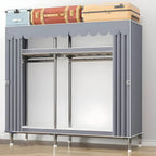 Floral Steel Sliding Door Wardrobe Armoire With Shelves And Rod