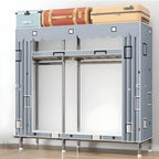 Floral Steel Sliding Door Wardrobe Armoire With Shelves And Rod