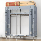 Floral Steel Sliding Door Wardrobe Armoire With Shelves And Rod